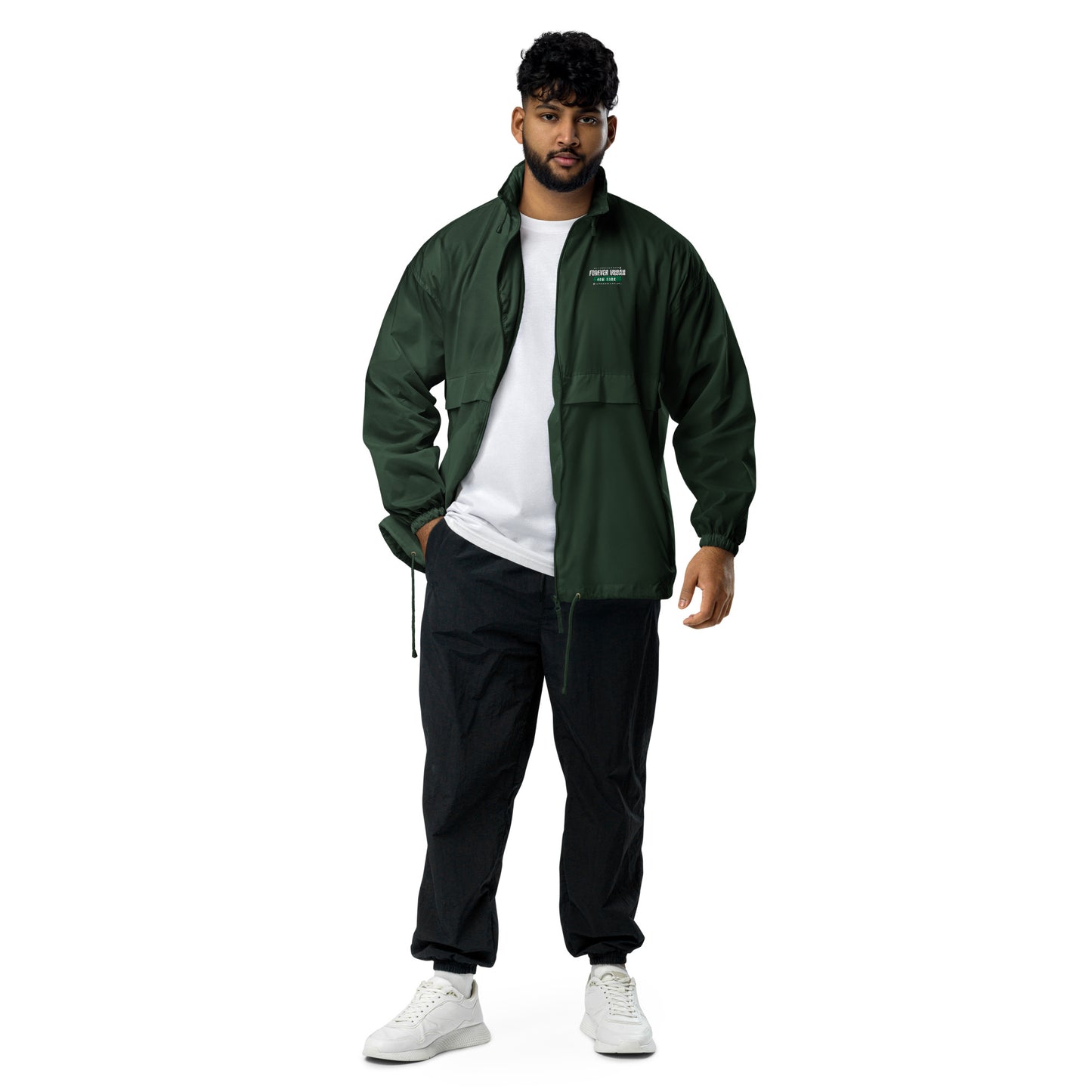 New FUNY Logo Unisex windbreaker forest green front