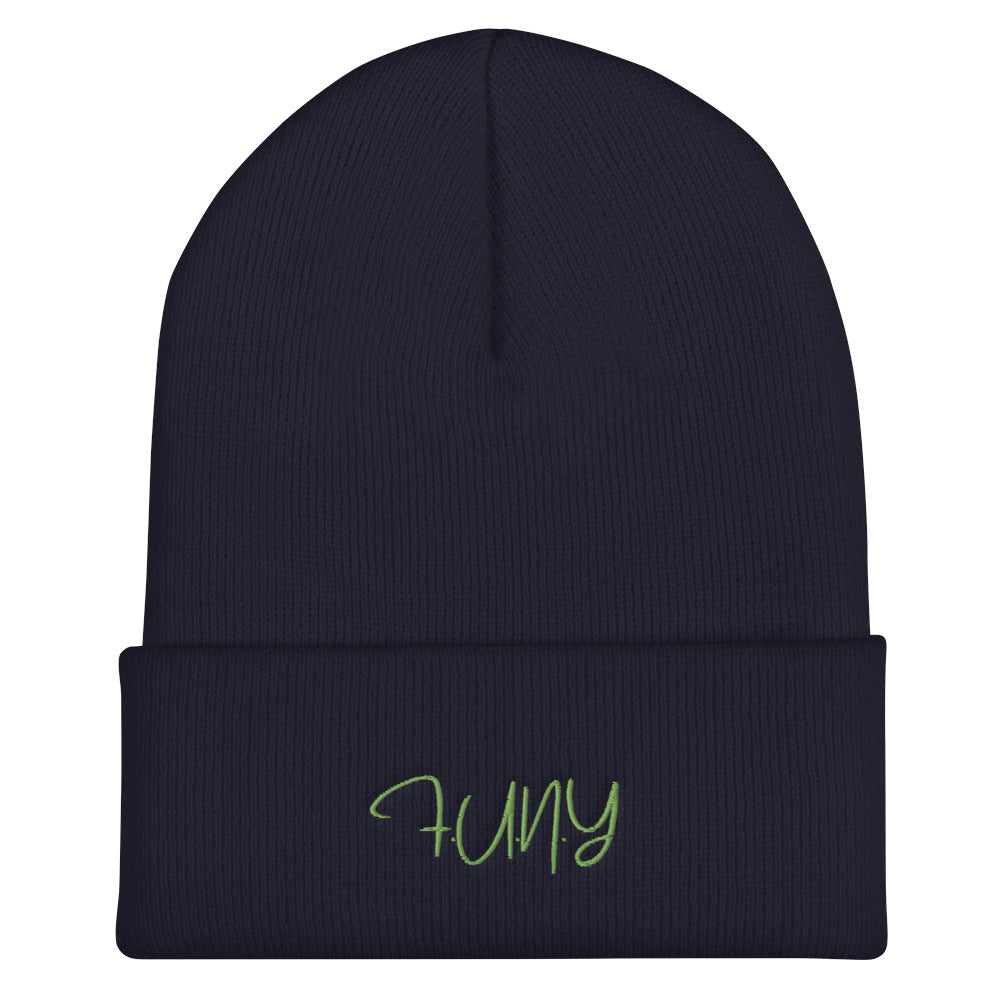 FUNY String Logo Cuffed Beanie navy front