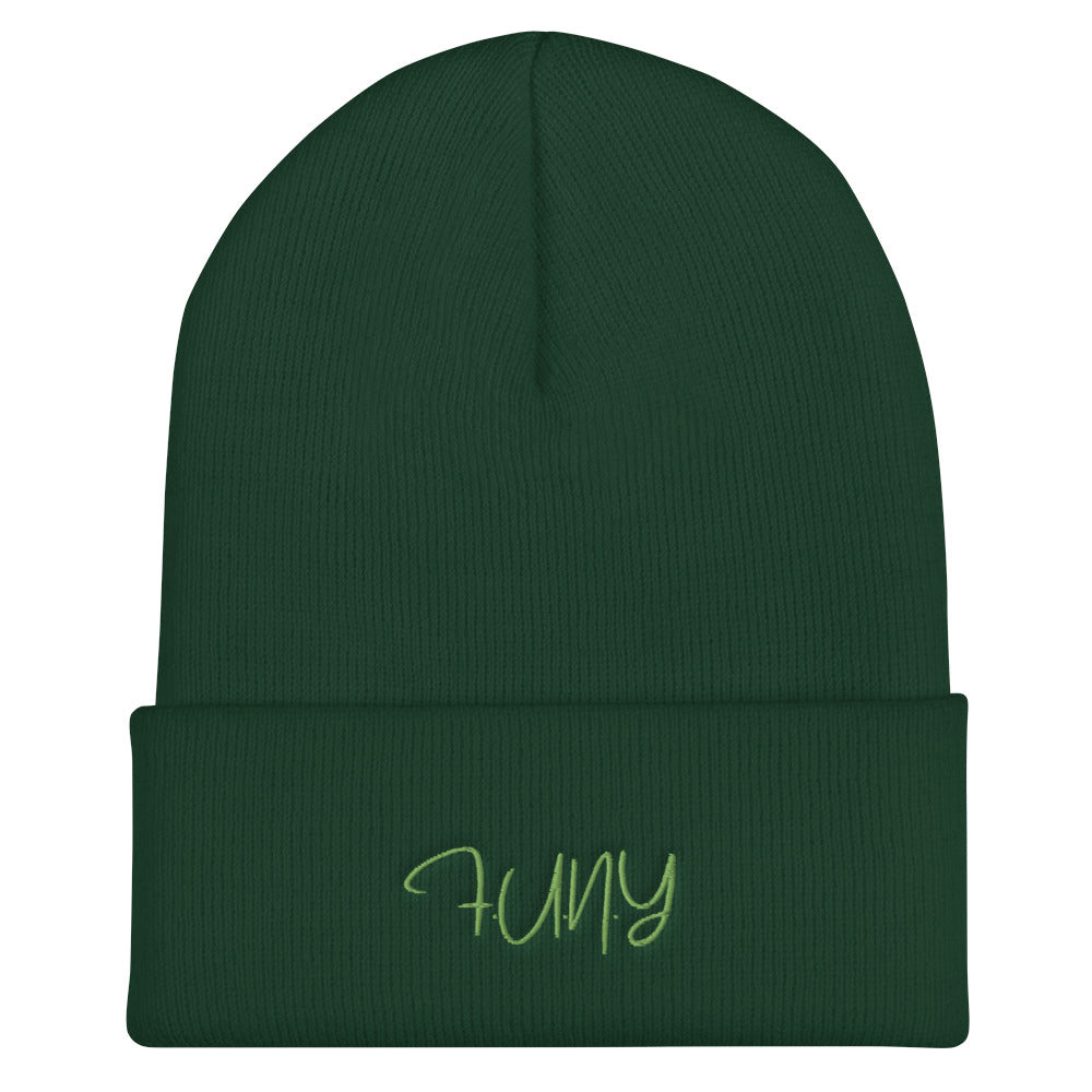 FUNY String Logo Cuffed Beanie spruce front