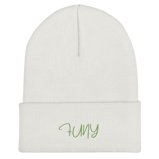 FUNY String Logo Cuffed Beanie white front