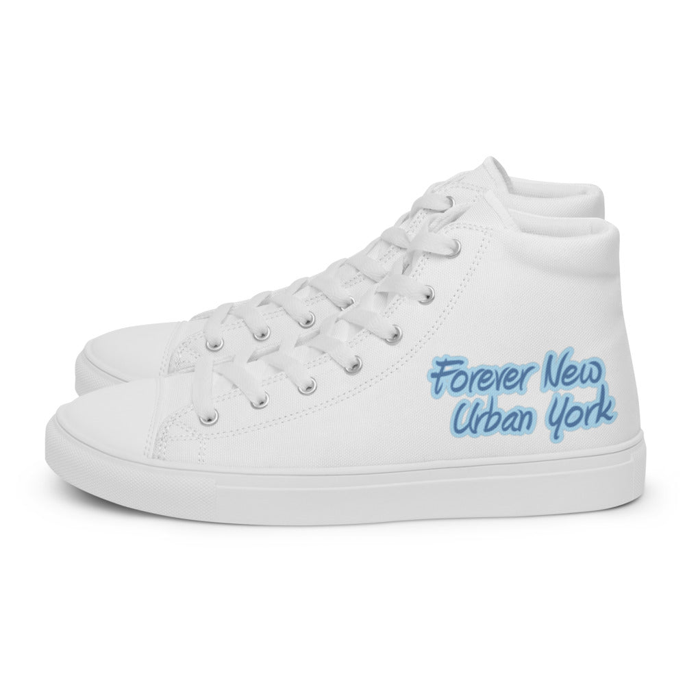 Men’s high top canvas shoes white left