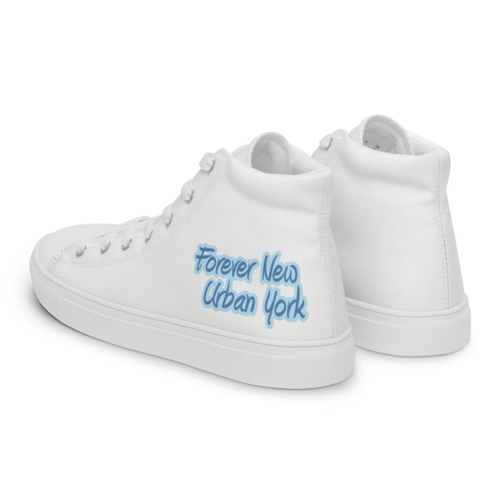 Men’s high top canvas shoes white left back