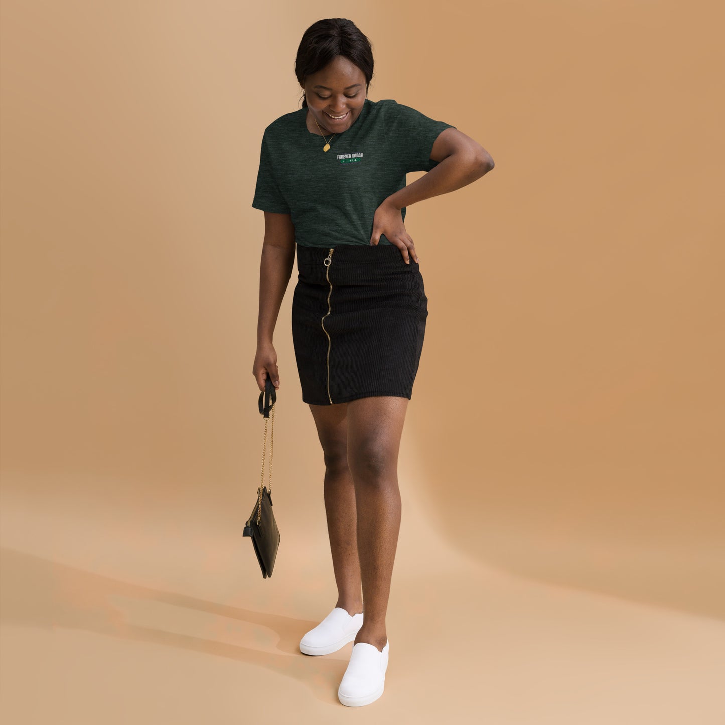 FUNY Logo embroidered Unisex t-shirt black heather forest front