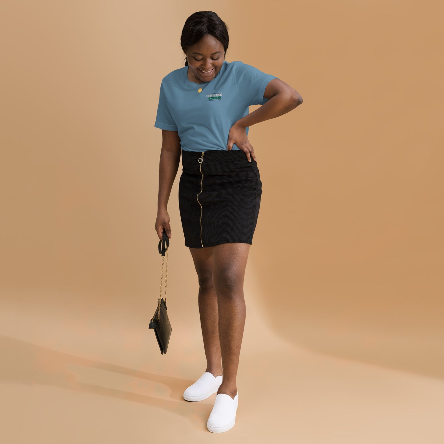 FUNY Logo embroidered Unisex t-shirt steel blue front