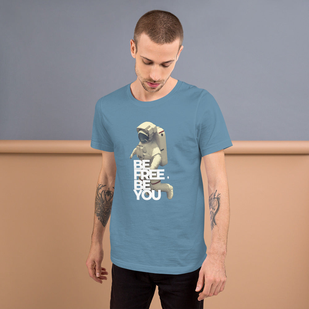FUNY Spaceman Unisex t-shirt steel blue front