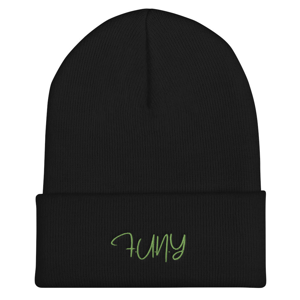 FUNY String Logo Cuffed Beanie black front