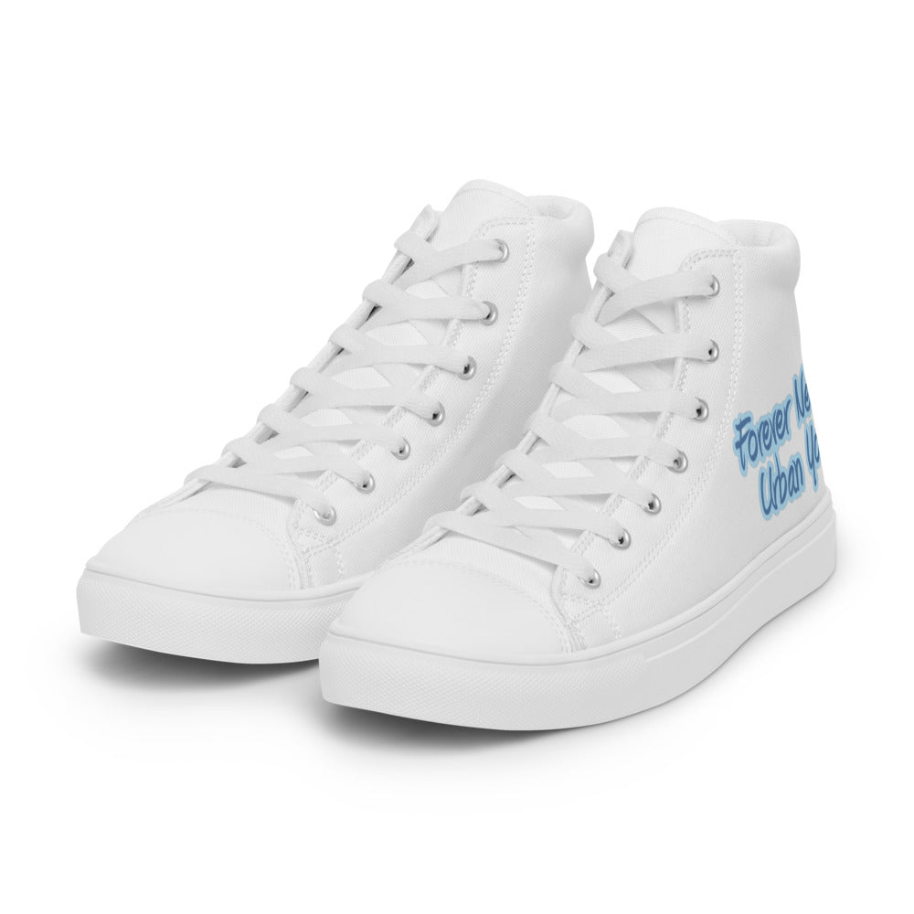 Men’s high top canvas shoes white left front