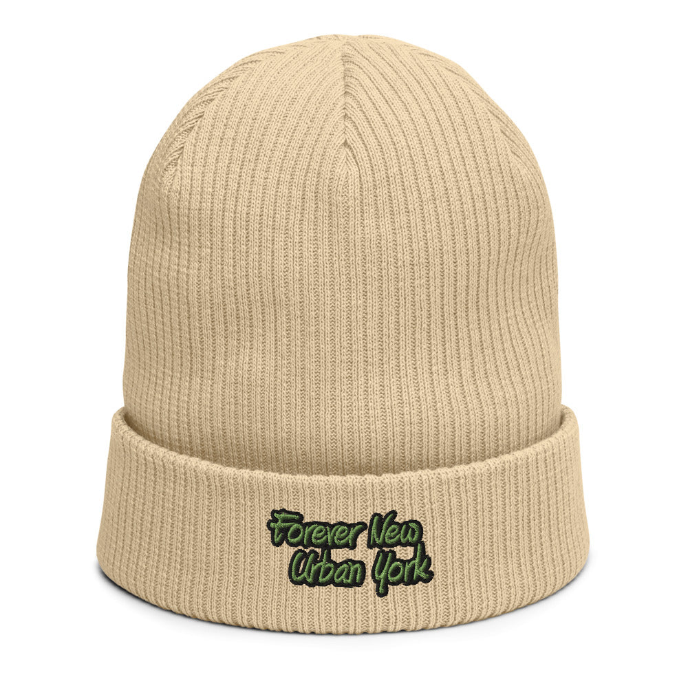 FUNY Organic ribbed beanie sand front