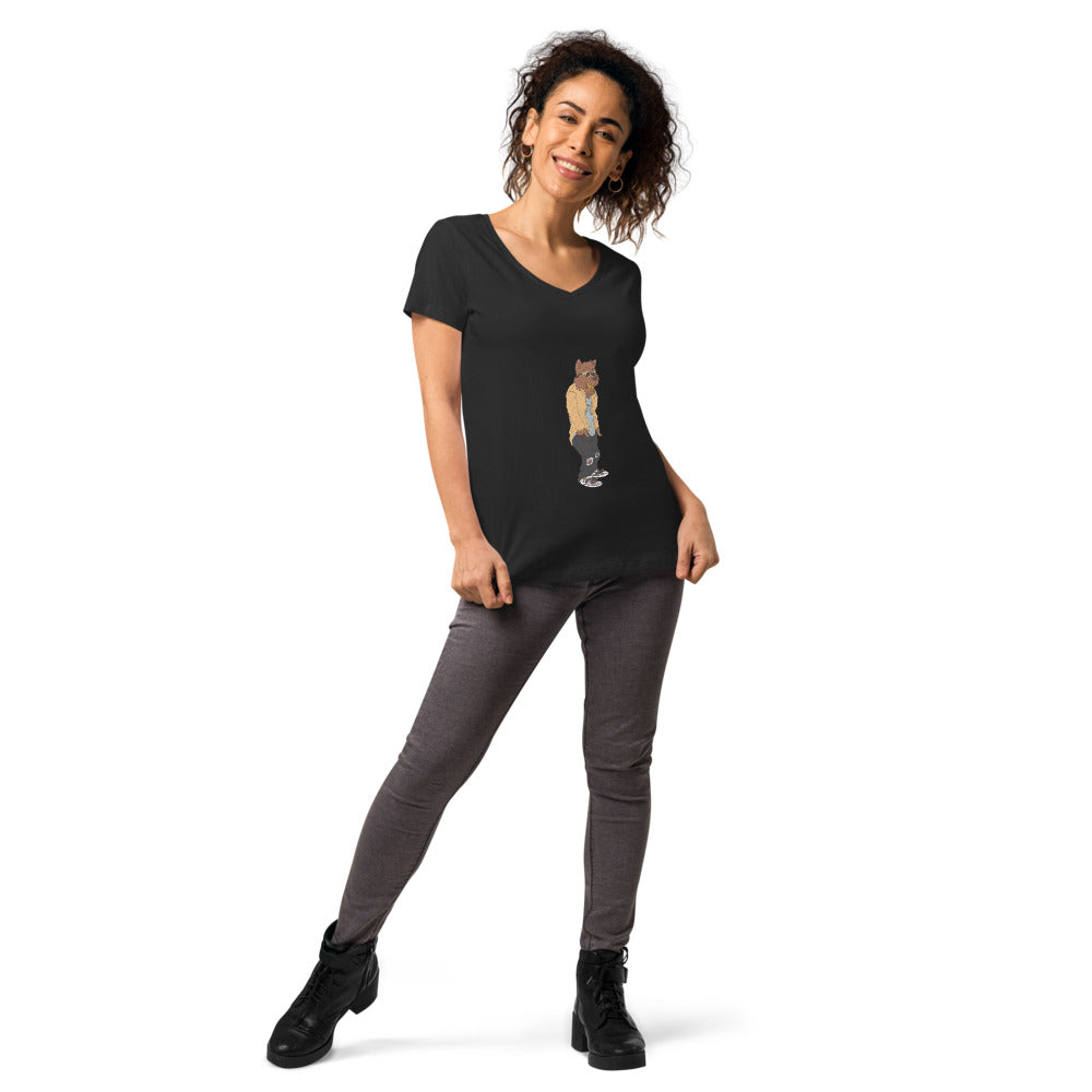 Cali Bear Women’s fitted v-neck t-shirt